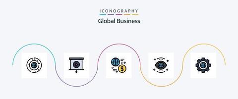 global Geschäft Linie gefüllt eben 5 Symbol Pack einschließlich Vision. suchen. Währung. global. Transaktion vektor