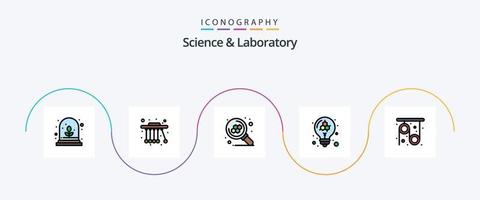 Wissenschaft Linie gefüllt eben 5 Symbol Pack einschließlich Wissenschaft. Rolle. Wissenschaft. Physik. Modell- vektor