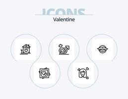 valentine linje ikon packa 5 ikon design. kärlek brev. post. kärlek brev. brev. stift vektor