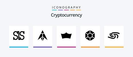 Kryptowährung Glyphe 5 Symbol Pack einschließlich Krypto . Weite . Krypto Währung. Krypto. kreativ Symbole Design vektor