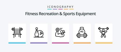 kondition rekreation och sporter Utrustning linje 5 ikon packa Inklusive idrottare. shaker. aktivitet. energi. flaska. kreativ ikoner design vektor
