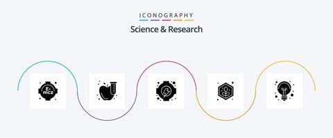 vetenskap glyf 5 ikon packa Inklusive aning. vetenskap. redskap. elektricitet. växt vektor