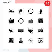 uppsättning av 16 modern ui ikoner symboler tecken för krukmakeri Indien hdmi global keramisk redigerbar vektor design element