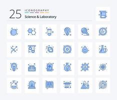 vetenskap 25 blå Färg ikon packa Inklusive Sök. molekyl. testa rör. atom. modell vektor
