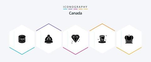 Kanada 25 Glyphe Symbol Pack einschließlich königlich. Krone. Diamant. Kanada. Detektiv vektor