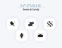 Süss und Süßigkeiten Glyphe Symbol Pack 5 Symbol Design. Süßigkeiten. Süßigkeiten. Lebensmittel. Lebensmittel. Schokolade vektor
