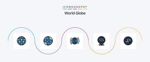 klot linje fylld platt 5 ikon packa Inklusive internet. global. internet. jorden. internet vektor