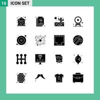 fast glyf packa av 16 universell symboler av mynt landmärke design ferris hjul arkitektur redigerbar vektor design element