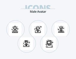manlig avatar linje ikon packa 5 ikon design. . vägg. man. målare. laga mat vektor