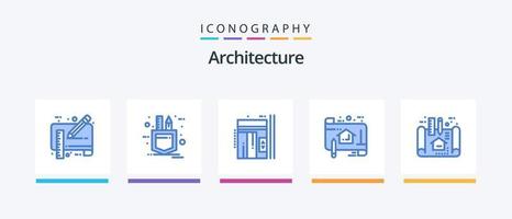 arkitektur blå 5 ikon packa Inklusive planen. skiss. skiss. planen. upp. kreativ ikoner design vektor