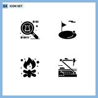 4 kreativ Symbole modern Zeichen und Symbole von Spion Ware Lagerfeuer Loch Strand Zukunft editierbar Vektor Design Elemente