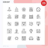 redigerbar vektor linje packa av 25 enkel rader av sluta annullera redskap blockera parabolisk redigerbar vektor design element