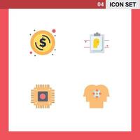grupp av 4 platt ikoner tecken och symboler för cirkel hårdvara pengar fil dator redigerbar vektor design element