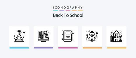 zurück zu Schule Linie 5 Symbol Pack einschließlich Bildung. betrachten. Schule. Timer. Schule. kreativ Symbole Design vektor