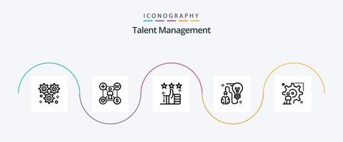 Talent Verwaltung Linie 5 Symbol Pack einschließlich Brainstorming. Gehirn. hinzufügen. Stern. tumbs vektor