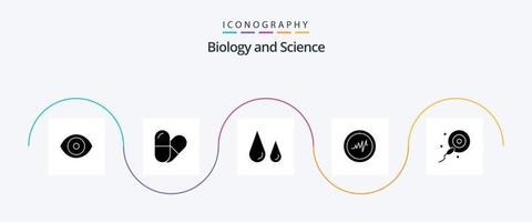 biologi glyf 5 ikon packa Inklusive . labb. bio. befruktning vektor