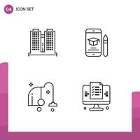 4 Benutzer Schnittstelle Linie Pack von modern Zeichen und Symbole von Gebäude Reinigung Arbeit Abschluss Ausrüstung editierbar Vektor Design Elemente