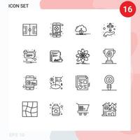 modern uppsättning av 16 konturer och symboler sådan som kristen hand helgon vård data redigerbar vektor design element