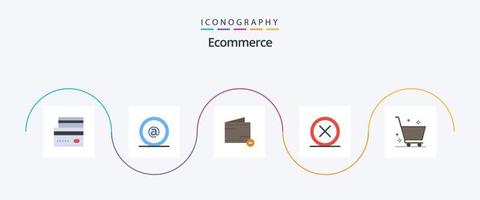E-Commerce eben 5 Symbol Pack einschließlich entfernen. löschen. Post. schließen. Brieftasche vektor