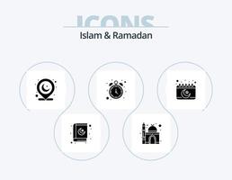 islam och ramadan glyf ikon packa 5 ikon design. muslim. kalender. plats. tid. timme vektor