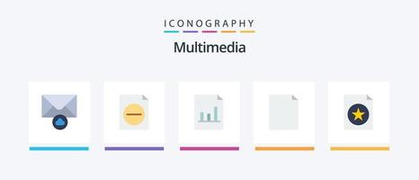 Multimedia eben 5 Symbol Pack einschließlich . Graph. Datei. dokumentieren. kreativ Symbole Design vektor