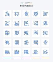 kreativ data skydd 25 blå ikon packa sådan som säkerhet. finger. klocka. brottslighet. säkerhet vektor