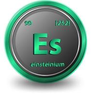 Einsteinium chemisches Element. chemisches Symbol mit Ordnungszahl und Atommasse. vektor