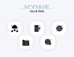 seo och webb glyf ikon packa 5 ikon design. hemsida. seo. webb. internet. kommunikation vektor