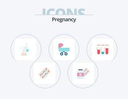 graviditet platt ikon packa 5 ikon design. vetenskaplig. testa. kapsel. labb. vektor