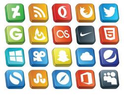 20 Sozial Medien Symbol Pack einschließlich einfach iCloud Futterbrenner Snapchat Fenster vektor
