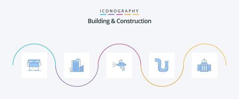 byggnad och konstruktion blå 5 ikon packa Inklusive vatten. reparera. verklig egendom. rörmokare. konstruktion vektor
