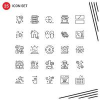 25 universell linje tecken symboler av ram kinesisk album Kina dörr redigerbar vektor design element