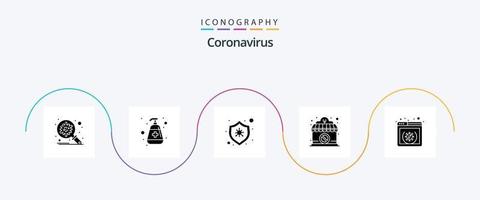 Coronavirus Glyphe 5 Symbol Pack einschließlich verboten. Geschäft. Virus Schutz. geschlossen. Virus vektor