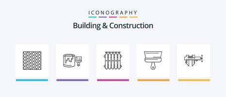 byggnad och konstruktion linje 5 ikon packa Inklusive platta. bricka. konstruktion. verktyg. verktyg. kreativ ikoner design vektor