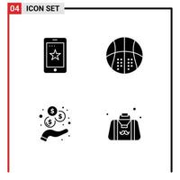 solide Glyphe Pack von 4 Universal- Symbole von Handy, Mobiltelefon Einkommen Irland Basketball Einnahmen editierbar Vektor Design Elemente