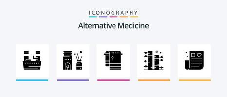 Alternative Medizin Glyphe 5 Symbol Pack einschließlich Gesundheitspflege. Pflanze. Bad. Garten. Bambus. kreativ Symbole Design vektor