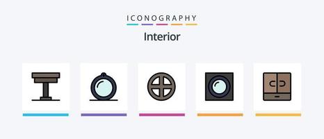 Innere Linie gefüllt 5 Symbol Pack einschließlich Innere. Schublade. Lampe. Dekor. Möbel. kreativ Symbole Design vektor