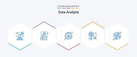 data analys 25 blå ikon packa Inklusive fokus analys. Sök. Rapportera. tillväxt. användare vektor