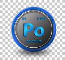 chemisches Poloniumelement. chemisches Symbol mit Ordnungszahl und Atommasse. vektor