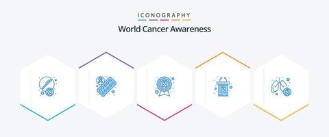 värld cancer medvetenhet 25 blå ikon packa Inklusive sjukdom. cancer dag. cancer. talarstolen. podium vektor