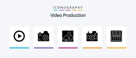 Video Produktion Glyphe 5 Symbol Pack einschließlich Foto . Kamera . Kommunikation . Medien. kreativ Symbole Design vektor
