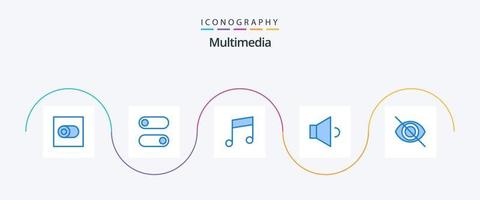 Multimedia Blau 5 Symbol Pack einschließlich . Volumen. vektor