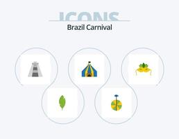 Brasilien karneval platt ikon packa 5 ikon design. Brasilien. landmärke. cykel. chichen itza. karneval vektor