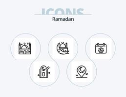 ramadan linje ikon packa 5 ikon design. kalender. egypten. månad. öken. arabien vektor
