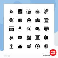 solide Glyphe Pack von 25 Universal- Symbole von Nachrichten qehwa Haus Tee Gericht editierbar Vektor Design Elemente