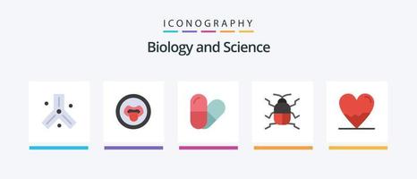 Biologie eben 5 Symbol Pack einschließlich Labor. Biologie. Pille. schlagen. Insekt. kreativ Symbole Design vektor