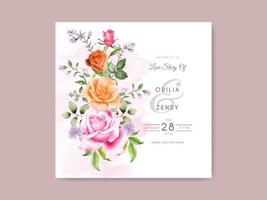 vacker och elegant blommig handritad bröllopinbjudningskort vektor