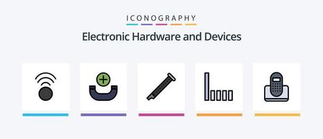 Geräte Linie gefüllt 5 Symbol Pack einschließlich . Telefon. Verbindung. Gerät. Kommunikation. kreativ Symbole Design vektor