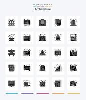 kreativ arkitektur 25 glyf fast svart ikon packa sådan som ram. fil. tillflykt. företag arkitektur. levereras vektor