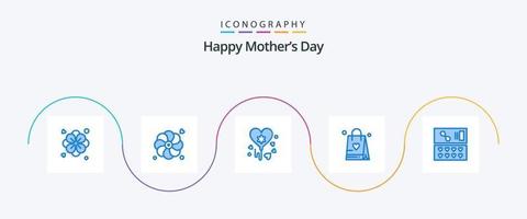 Lycklig mödrar dag blå 5 ikon packa Inklusive . kärlek. vektor